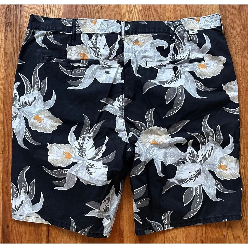Levi Strauss Floral Shorts Mens W40 Floral Navy‎ Leaf Classic Chino Shorts